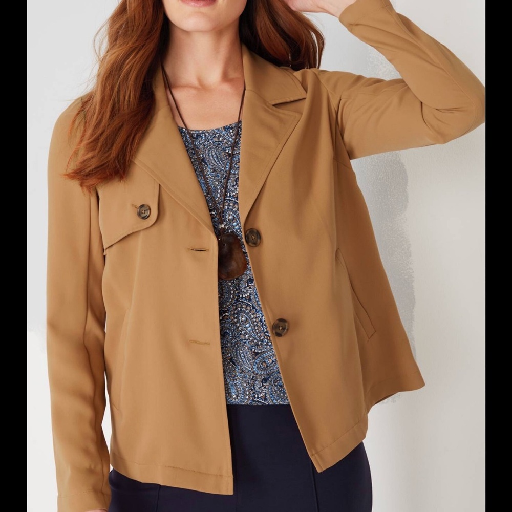 J. Jill Wearever Collection Short Trench Jacket Easy Care Size Small NWT